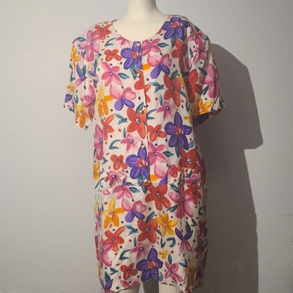 Vintage 100% silk tunic floral dress - Picture 1 of 12